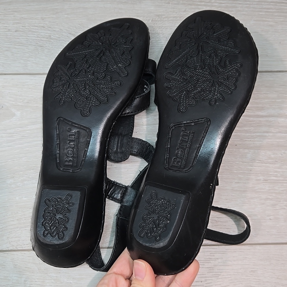 Born Women Leather Sandals Heels Open Toe Sandals shoes sz 9 - Picture 9 of 10